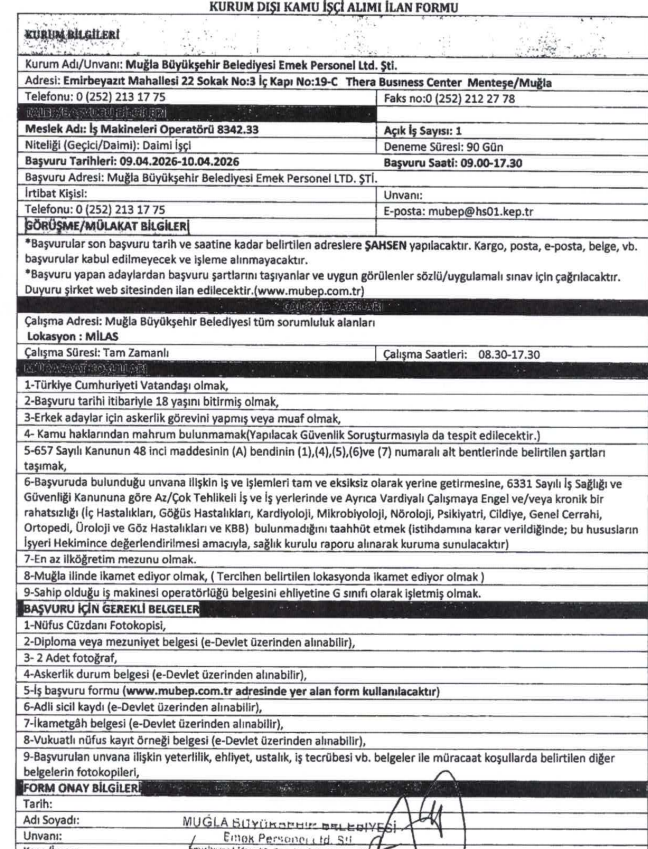 Muğla Büyükşehir Belediyesi personel alımı