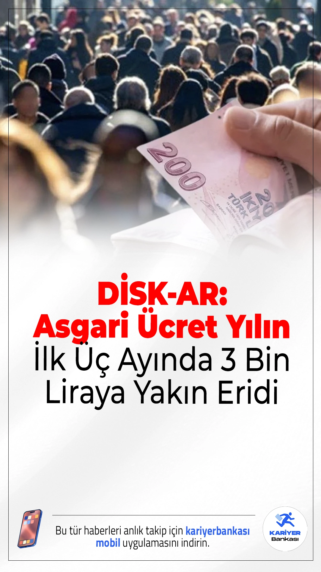 DİSK-AR: Asgari Ücret Yılın İlk Üç Ayında 3 Bin Liraya Yakın Eridi.Mart 2026 enflasyon verilerine göre asgari ücretin alım gücü 2 bin 819 TL gerilerken, emekli aylıklarında da ciddi kayıp yaşandı.