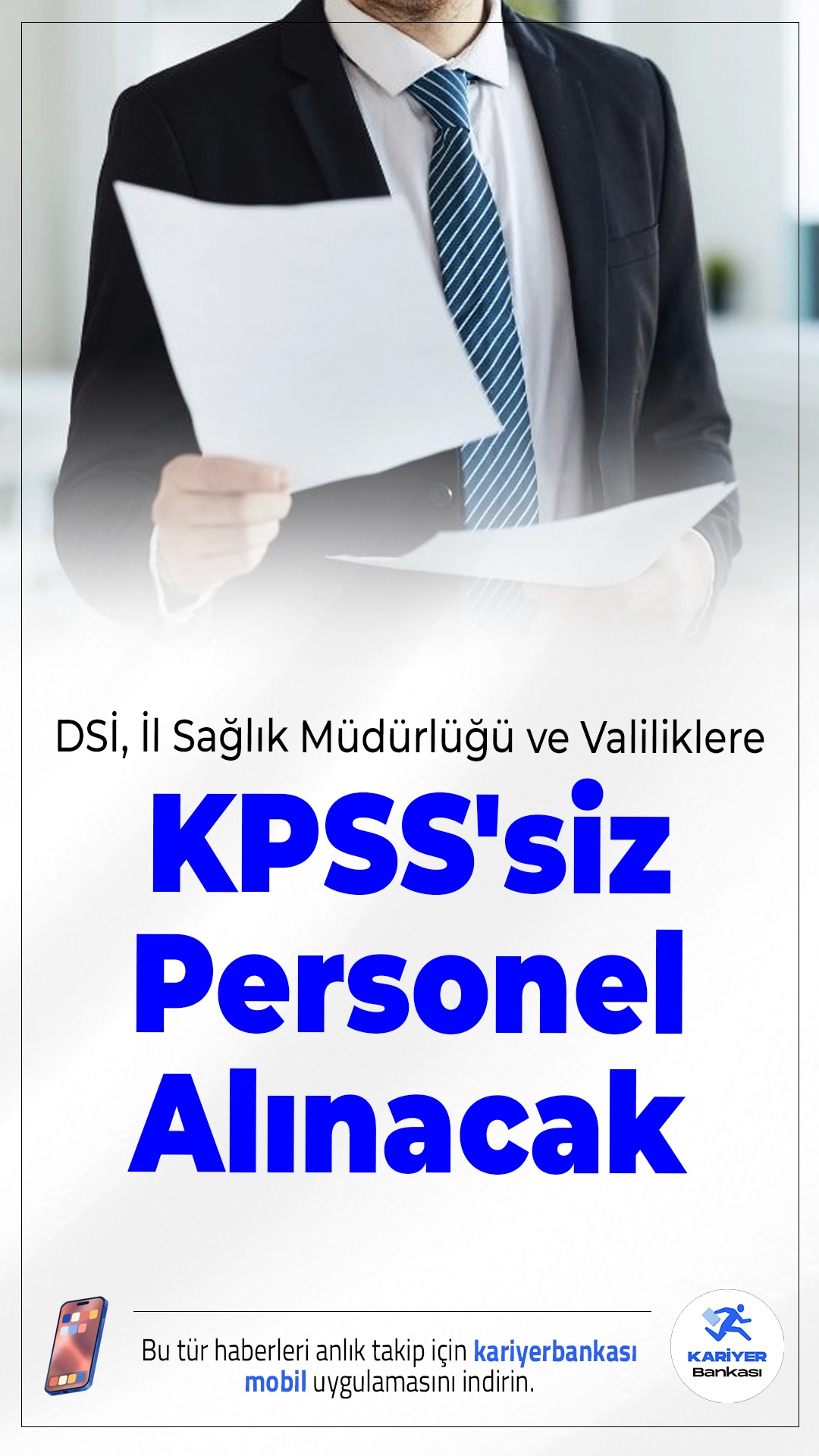DSİ, Sağlık Müdürlüğü ve Valiliklere KPSS'siz Personel Alımı Yapılacak.Kamu kurumlarında KPSS şartı aranmadan yapılacak yeni personel alımları duyuruldu. Devlet Su İşleri (DSİ), İl Sağlık Müdürlükleri, valilik ve kaymakamlık bünyelerinde görevlendirilmek üzere İŞKUR üzerinden binlerce personel alımı yapılacağı açıklandı. Alımlar, İŞKUR’un İşgücü Uyum Programı (İUP) kapsamında gerçekleştirilecek.İllere göre kontenjanlar ve şartlar haberimizde.