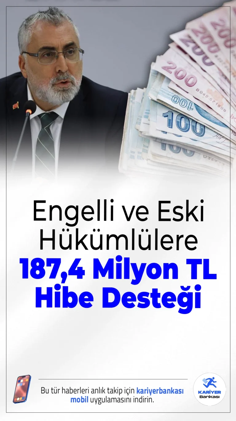 İŞKUR’dan Engelli ve Eski Hükümlülere 187,4 Milyon Liralık Hibe Desteği.İŞKUR, engelli ve eski hükümlülerin çalışma hayatına katılımını artırmak için 352 projeye 187,4 milyon lira hibe verdi.