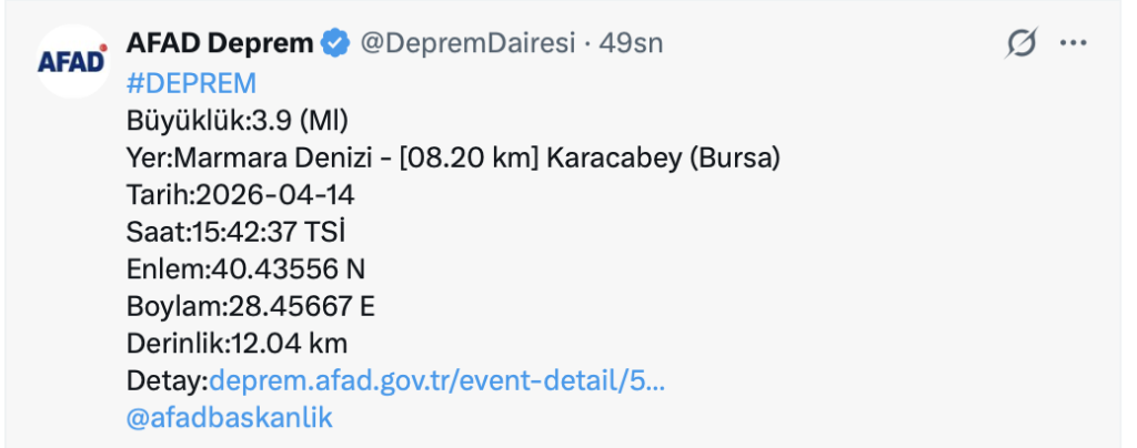 Bursa deprem