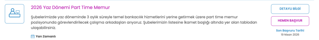 İş Bankası Part Time Memur Alımı