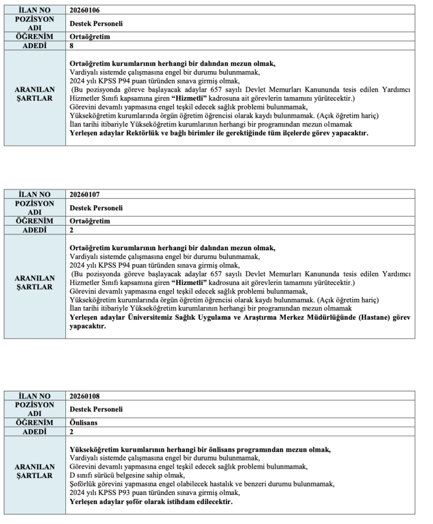 Düzce Üniversitesi 24 Personel Alımı 