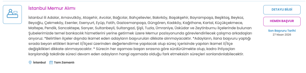 İş Bankası Memur Alımı