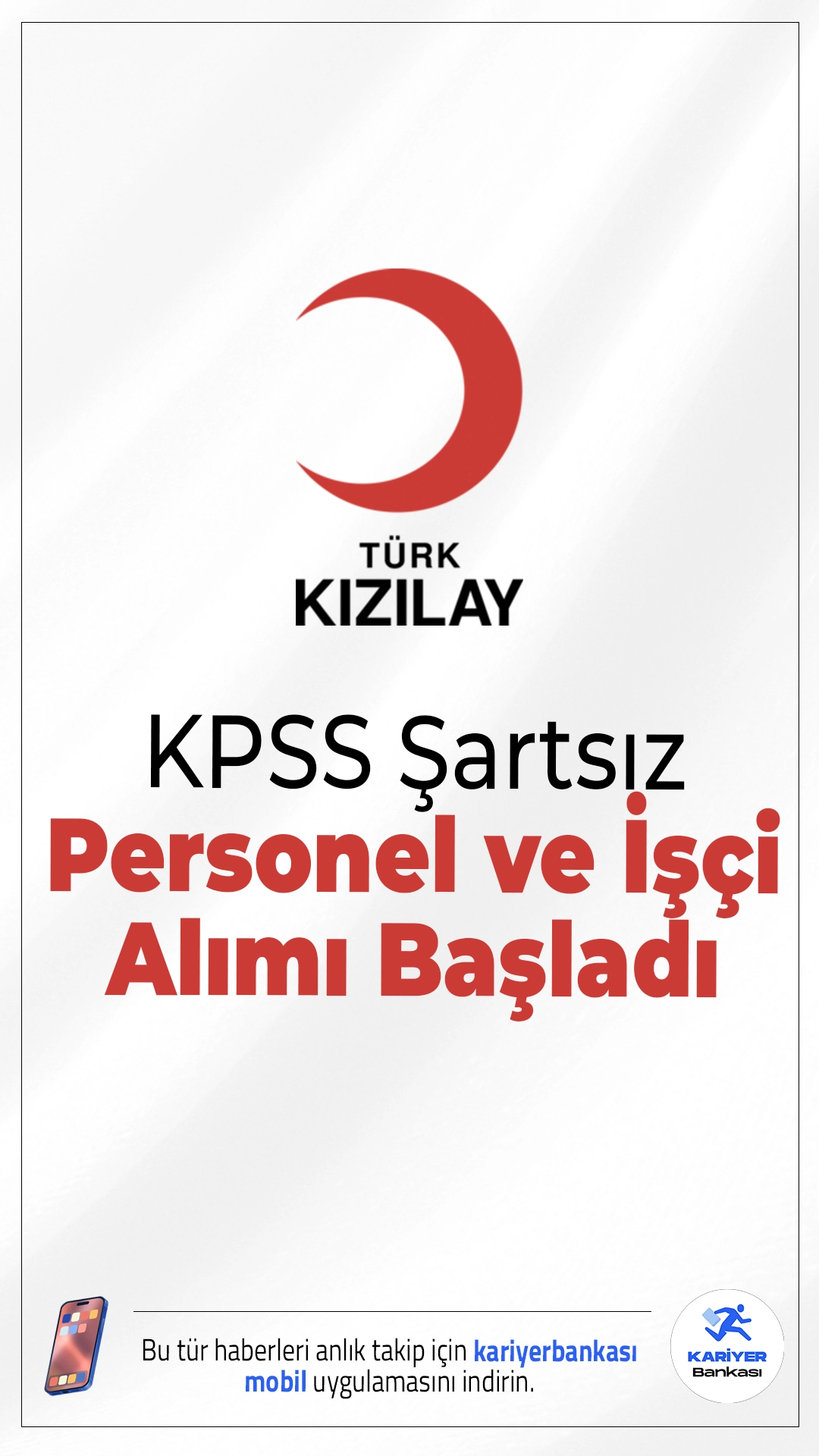Kızılay KPSS Şartsız Personel ve İşçi Alımı Başladı.Kızılay tarafından yapılan son duyuruya göre, farklı kadrolarda istihdam edilmek üzere KPSS şartı olmadan personel ve işçi alımı yapılacak. Özellikle en az ilkokul mezunu adayların da başvuru yapabileceği bu ilan, iş arayanlar için önemli bir fırsat sunuyor. Alımlar hem Kızılay bünyesinde hem de iştirak şirketlerde gerçekleştirilecek.