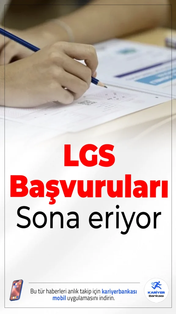 LGS Başvurularında Son Gün Uyarısı! Yarın Süre Doluyor.Milli Eğitim Bakanlığı (MEB) tarafından gerçekleştirilecek olan Liselere Geçiş Sistemi (LGS) kapsamında yapılacak merkezi sınav için başvurularda sona gelindi. 23 Mart’ta başlayan başvuru süreci yarın itibarıyla sona erecek. Henüz başvurusunu yapmayan öğrenciler ve veliler için kritik uyarı geldi.