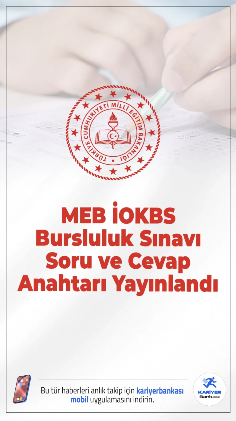 MEB İOKBS Bursluluk Sınavı Soru ve Cevap Anahtarı Yayınlandı.MEB, 26 Nisan’da yapılan İOKBS bursluluk sınavının soru kitapçıkları ve cevap anahtarlarını erişime açtı.