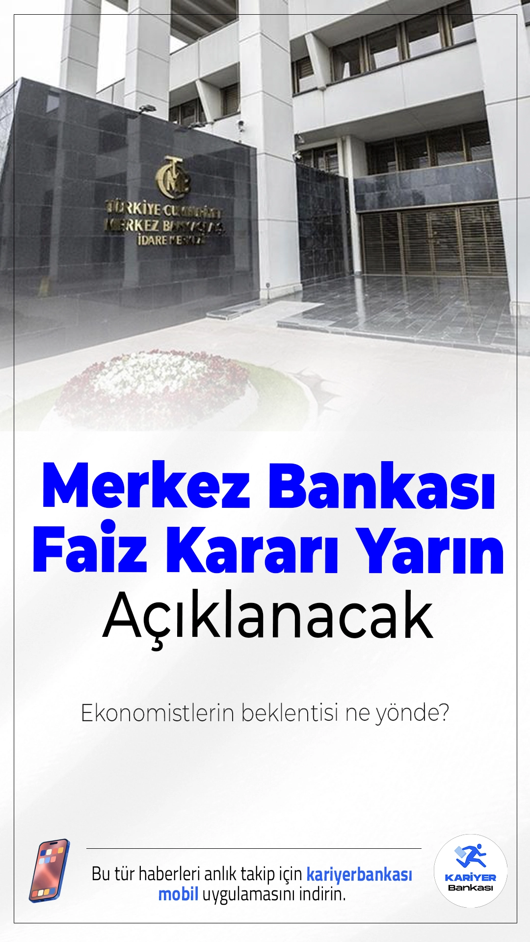 Merkez Bankası Faiz Kararı Yarın Açıklanacak.Yurt içi piyasalarda tüm dikkatler, Türkiye Cumhuriyet Merkez Bankası tarafından açıklanacak faiz kararına çevrildi. Para Politikası Kurulu (PPK), yılın üçüncü toplantısını gerçekleştirerek ekonominin yönü açısından kritik kararı duyuracak.