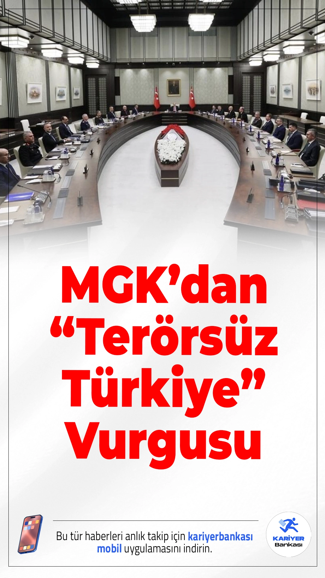 MGK’dan “Terörsüz Türkiye” Vurgusu: Kararlılık Mesajı Verildi.MGK toplantısı sonrası yayımlanan bildiride, terörle mücadelede kararlılık vurgulanırken bölgesel gelişmeler de ele alındı.