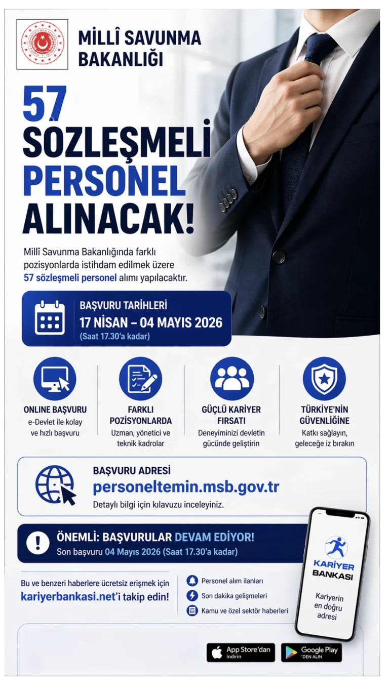 MSB 57 Sözleşmeli Personel Alımı Yapacak! Başvurular Başladı