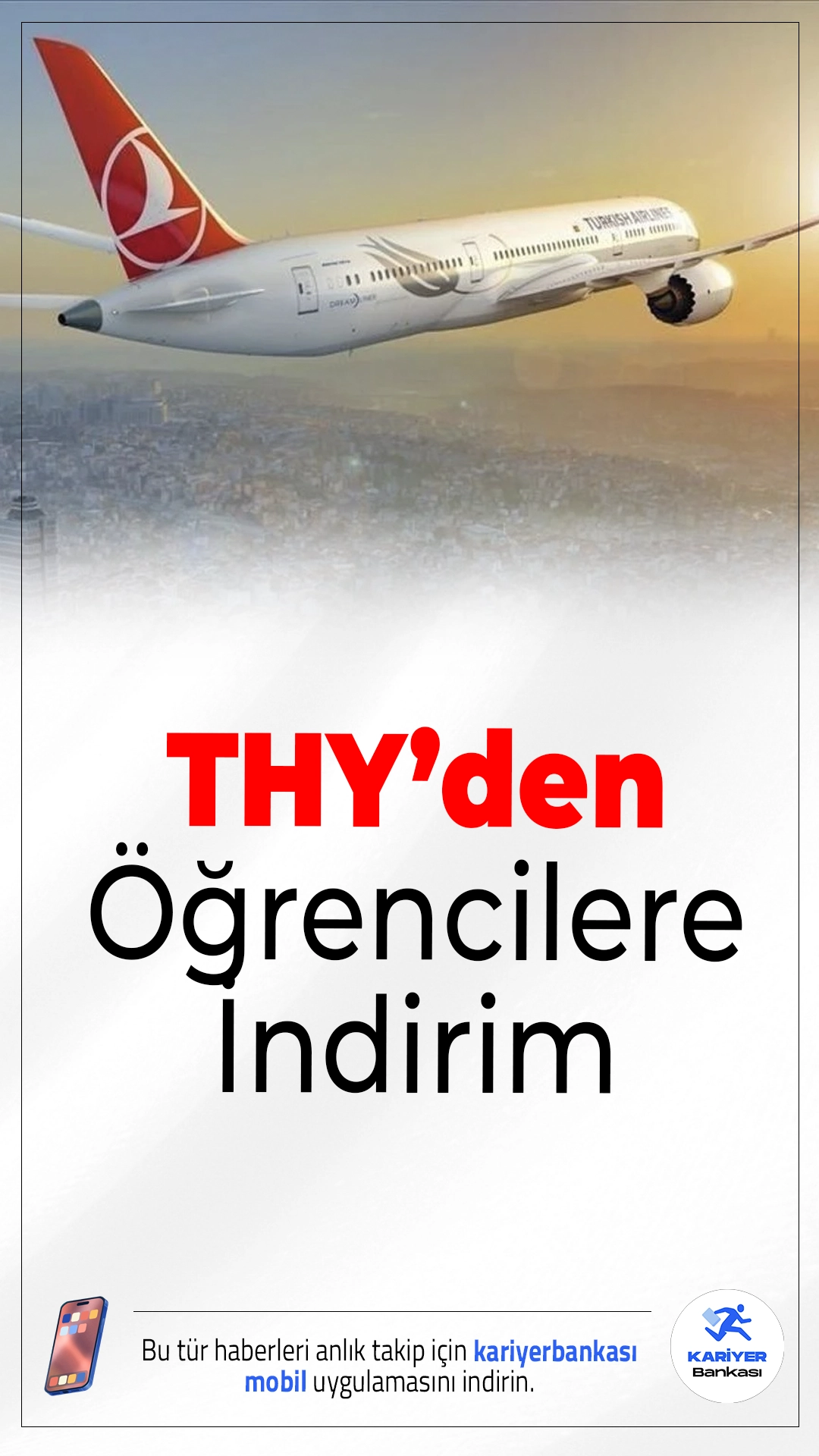 THY’den Öğrencilere İndirim.Türk Hava Yolları, öğrenciler için Avrupa uçuşlarında geçerli yüzde 15 indirim kampanyasını duyurdu. Kampanya sınırlı süreyle geçerli olacak.