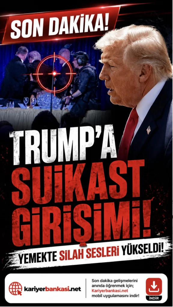 Trump'ın katıldığı yemekte silahlı saldırı paniği yaşandı. Saldırgan sağ yakalanırken, bir güvenlik görevlisi yaralandı.