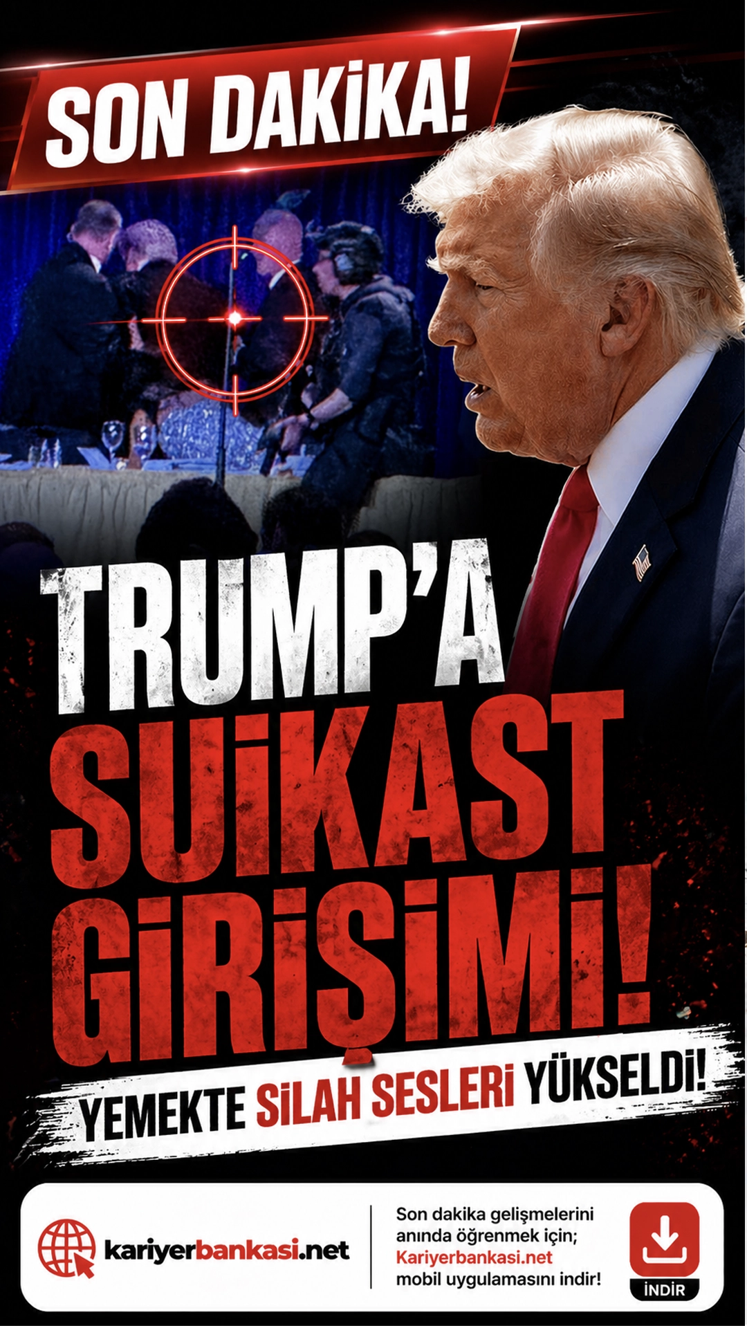 Trump'ın katıldığı yemekte silahlı saldırı paniği yaşandı. Saldırgan sağ yakalanırken, bir güvenlik görevlisi yaralandı.