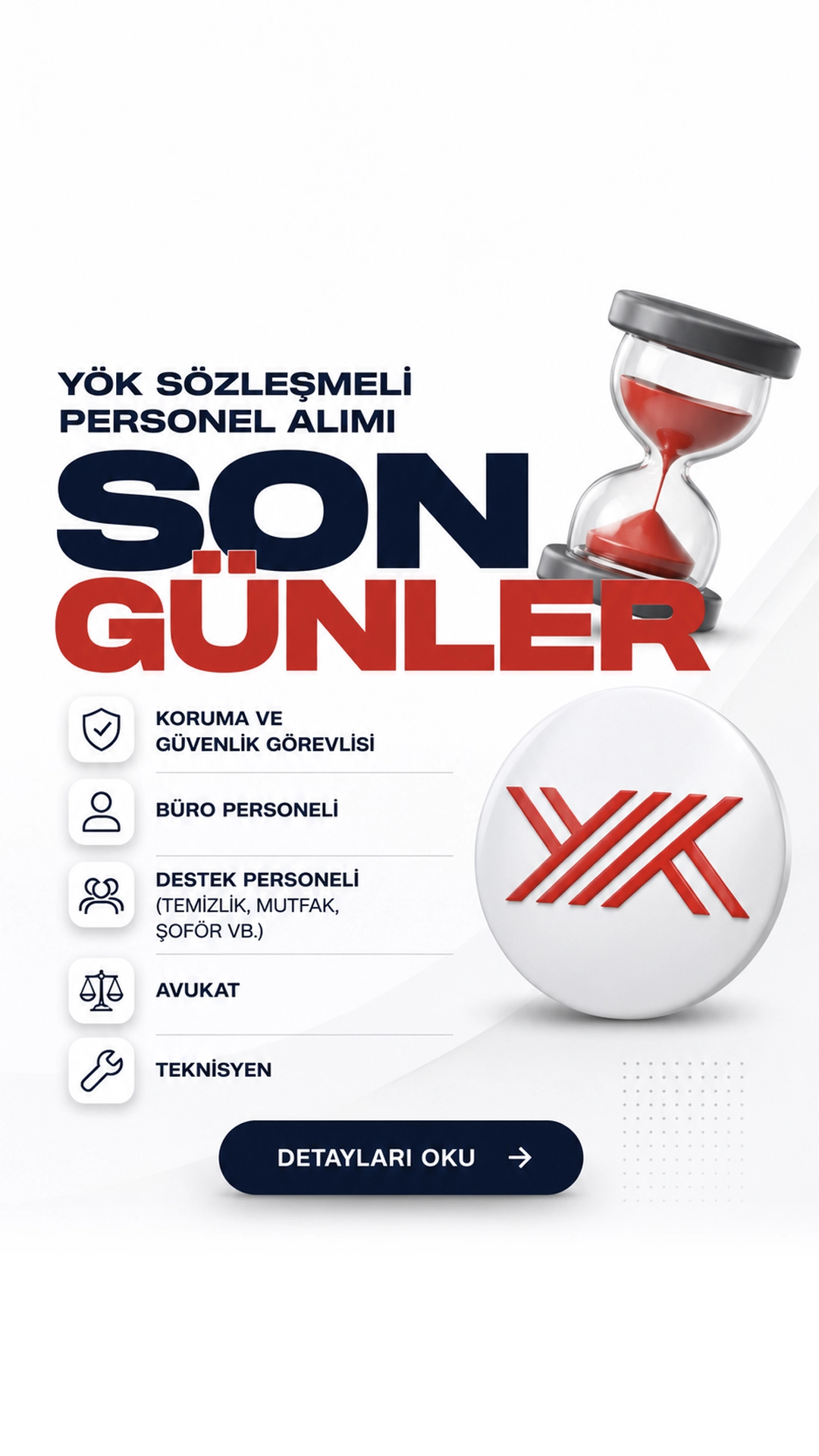 YÖK 35 Personel Alımı Başvurularında Son Günler. Yükseköğretim Kurulu Başkanlığı tarafından yayımlanan duyuruya göre toplam 35 sözleşmeli personel alımı yapılacak. Başvurular 4 Mayıs 2026 tarihinde sona erecek.Alımlar, 2024 KPSS (B) grubu puan sıralamasına göre gerçekleştirilecek olup adaylar için yazılı veya sözlü sınav yapılmayacak.Başvuru sayfası, şartlar ve kontenjanlar haberimizde.