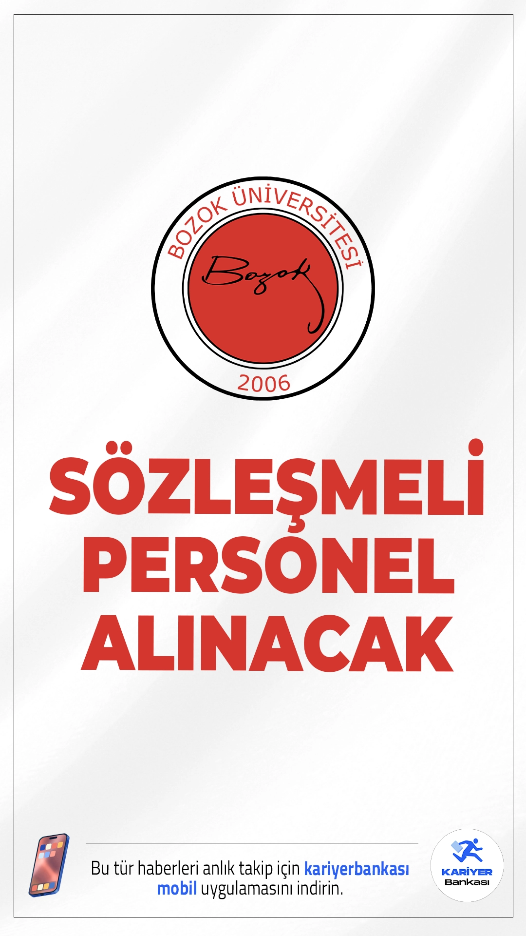 Yozgat Bozok Üniversitesi 11 Personel Alımı Yapacak.Yozgat Bozok Üniversitesi tarafından yayımlanan ilan kapsamında toplam 11 sözleşmeli personel alımı yapılacağı duyuruldu. 657 sayılı Devlet Memurları Kanunu’nun 4/B maddesine göre gerçekleştirilecek alımlarda adaylar KPSS (B grubu) puan sıralamasına göre değerlendirilecek. Başvurular ve detaylar ilan metninde yer almaktadır.