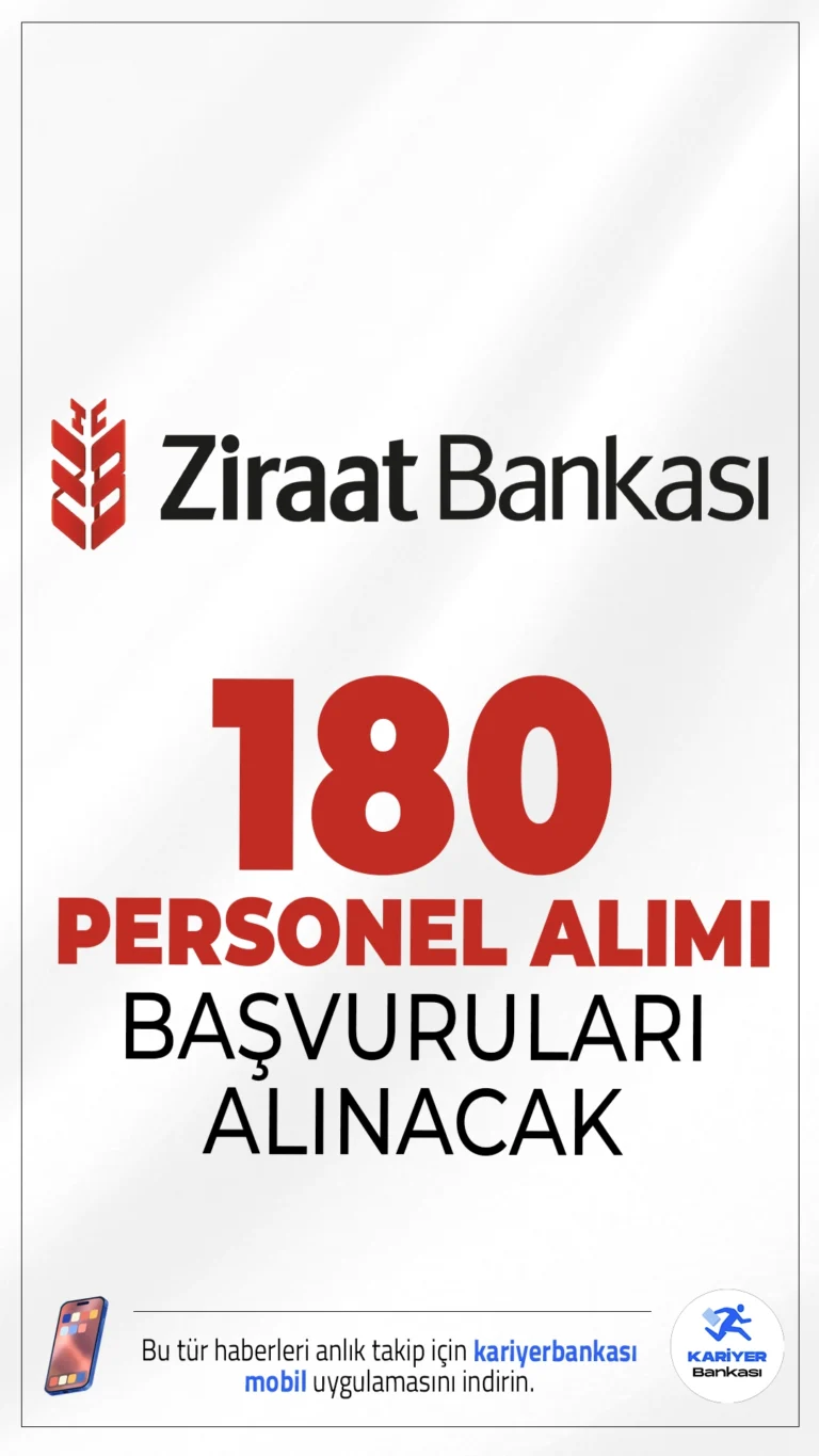 Ziraat Bankası 180 Personel Alımı Başvuruları Alınacak.Ziraat Bankası personel alımı başvuruları başladı. Banka tarafından yayımlanan duyurulara göre Müfettiş Yardımcısı ve Uzman Yardımcısı olmak üzere toplam 180 personel alımı yapılacak. Başvuru yapacak adayların belirtilen şartları sağlaması gerekmektedir.Başvuru sayfası ve şartlar bu haberimizde.