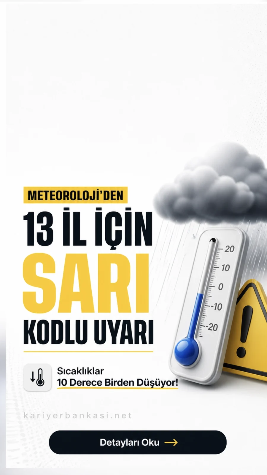 13 il için sarı kodlu uyarı