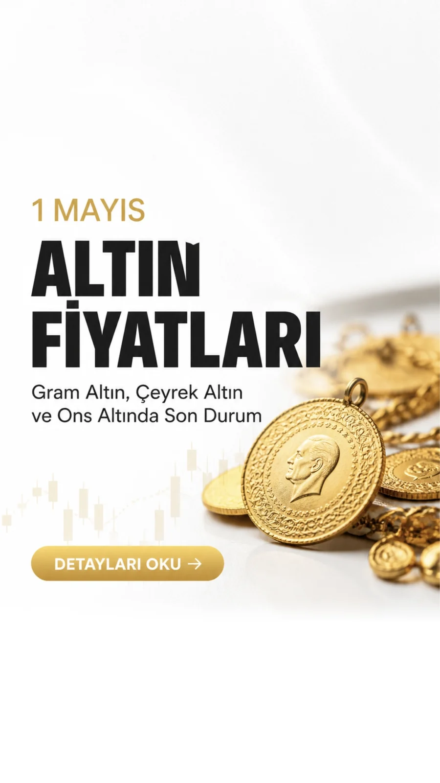 1 Mayıs 2026 Altın Fiyatları: Gram Altın, Çeyrek Altın ve Ons Altında Son Durum.Altın fiyatları 1 Mayıs 2026 Cuma günü yatırımcılar tarafından yakından takip ediliyor.Gram, çeyrek, yarım ve Cumhuriyet altını fiyatları günden güne düşmeye devam ediyor.