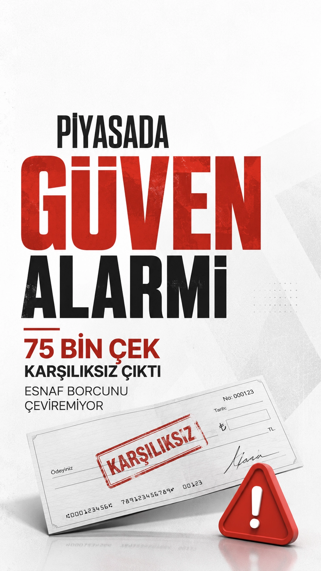 Piyasada Güven Alarmı: 75 Bin Çek Karşılıksız Çıktı, Esnaf Borcunu Çeviremiyor.Türkiye Büyük Millet Meclisi’nde ekonomiye ilişkin dikkat çeken bir değerlendirme yapıldı. CHP Konya Milletvekili Barış Bektaş, 2026 yılının ilk üç ayında Türkiye’de 75 bin çekin karşılıksız çıktığını belirterek, esnafın, KOBİ’lerin ve ticari işletmelerin ciddi bir darboğazla karşı karşıya olduğunu söyledi.
