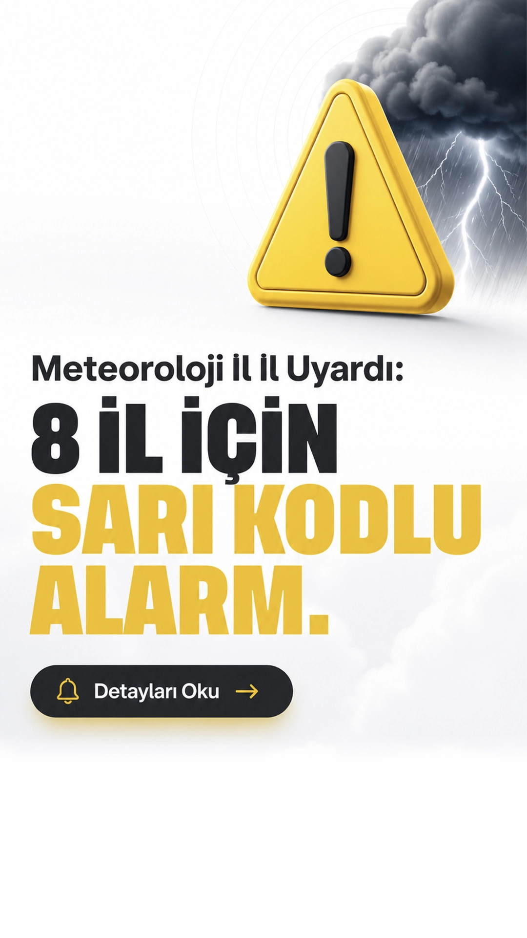 Meteoroloji İl İl Uyardı: 8 İl İçin Sarı Kodlu Alarm.Meteoroloji 1 Mayıs için 8 ilde sarı kodlu uyarı yayımladı; kuvvetli yağış ve fırtına bekleniyor.