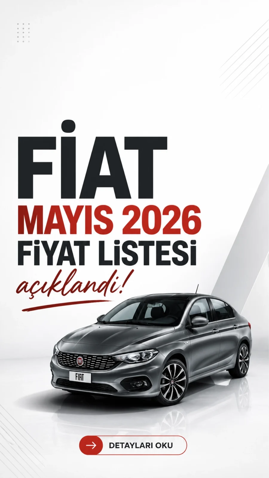 Fiat Mayıs 2026 Fiyat Listesi Açıklandı.Fiat Mayıs fiyat listesiyle Egea ailesinde en düşük fiyat 1 milyon 429 bin 900 TL’ye çıktı.
