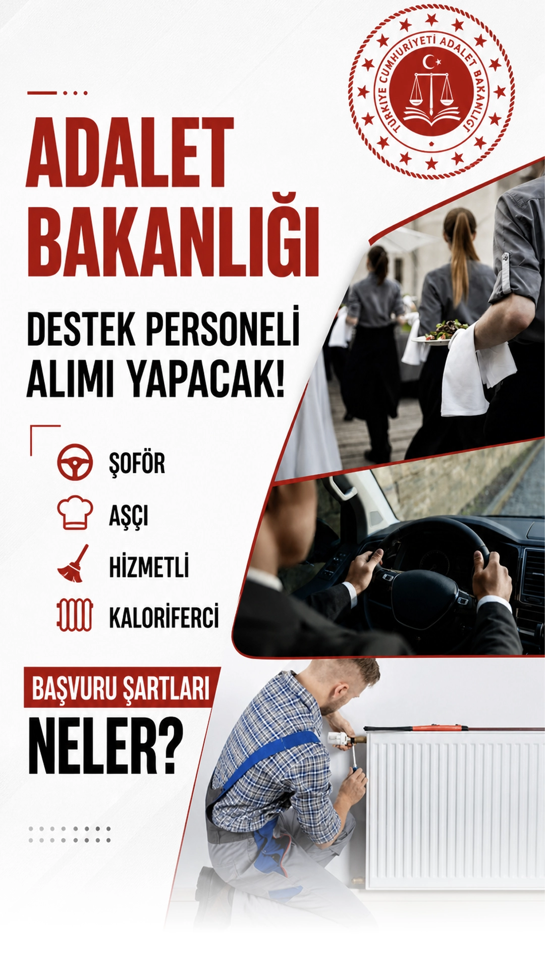 Adalet Bakanlığı Destek Personeli Alımı Şartları 2026.Adalet Bakanlığı bünyesine yapılacak personel alımı için adayların gözü resmi ilana çevrildi. Bakanlık tarafından yapılan açıklamada, 2026 yılı içerisinde toplam 15 bin personel alımının gerçekleştirileceği belirtildi.