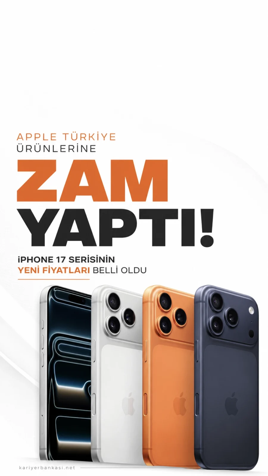 Apple Türkiye Ürünlerine Zam Yaptı: iPhone 17 Serisinin Yeni Fiyatları Belli Oldu.Apple Türkiye zam sonrası iPhone 17 serisi ve AirPods modellerinde yeni fiyat listesini güncelledi.