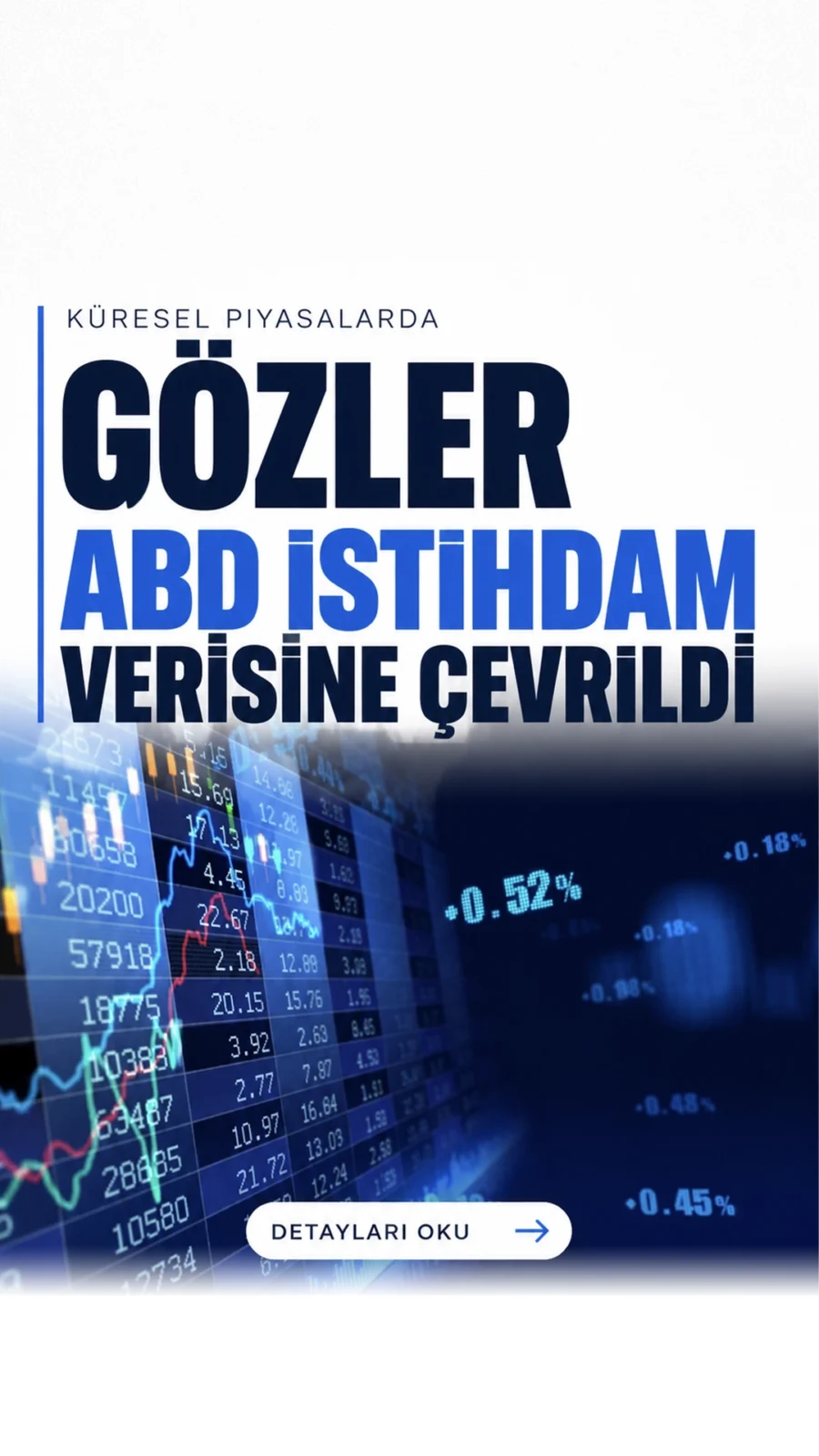 Küresel Piyasalarda Gözler ABD İstihdam Verisine Çevrildi.Küresel piyasalarda merkez bankası kararları ve jeopolitik gelişmeler sonrası gözler ABD istihdam verisine çevrildi.