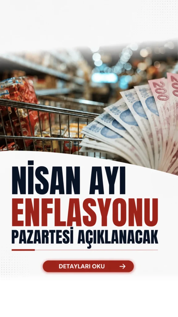 Nisan Ayı Enflasyonu Pazartesi Açıklanacak.Nisan enflasyonu 4 Mayıs Pazartesi günü açıklanacak, ekonomistler aylık yüzde 3 civarında artış bekliyor.