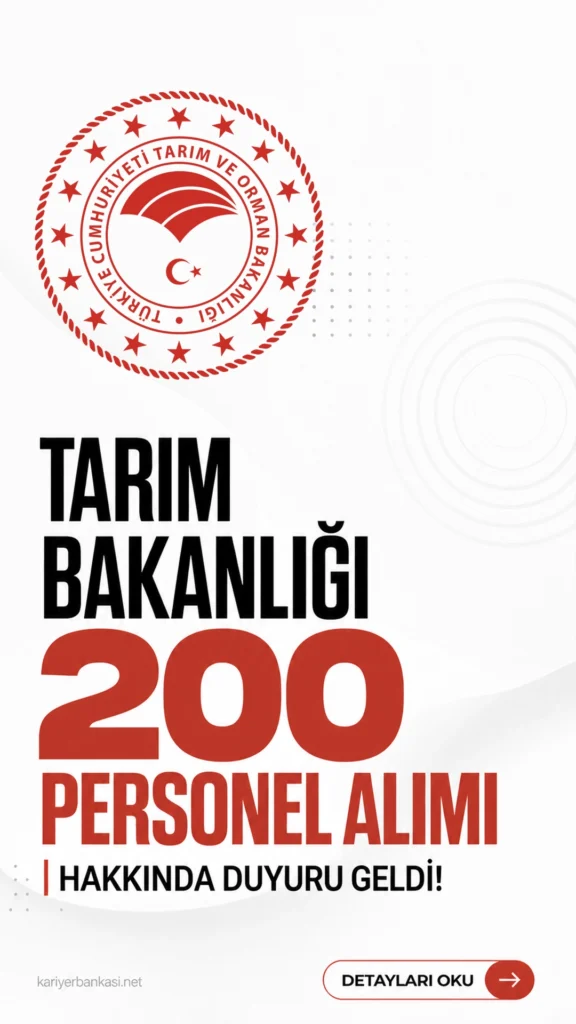 Tarım Bakanlığı 200 Personel Alımı Hakkında Duyuru Geldi. Tarım ve Orman Bakanlığı sayfasından yayımlanan duyuruda, 200 sözleşmeli personel alımı kapsamında asil olarak yerleştirme işlemi tamamlanan adaylardan süresi içinde evrak teslimi yapmayan ve atanma hakkından feragat eden adayların yerine yedek adayların yerleştirme işlemlerine başlanmış olup, aşağıdaki listede bilgilerine yer verilen adayların 15.05.2026 tarihine kadar belirtilen adrese istenilen evrakları teslim etmesi gerektiği aktarıldı.