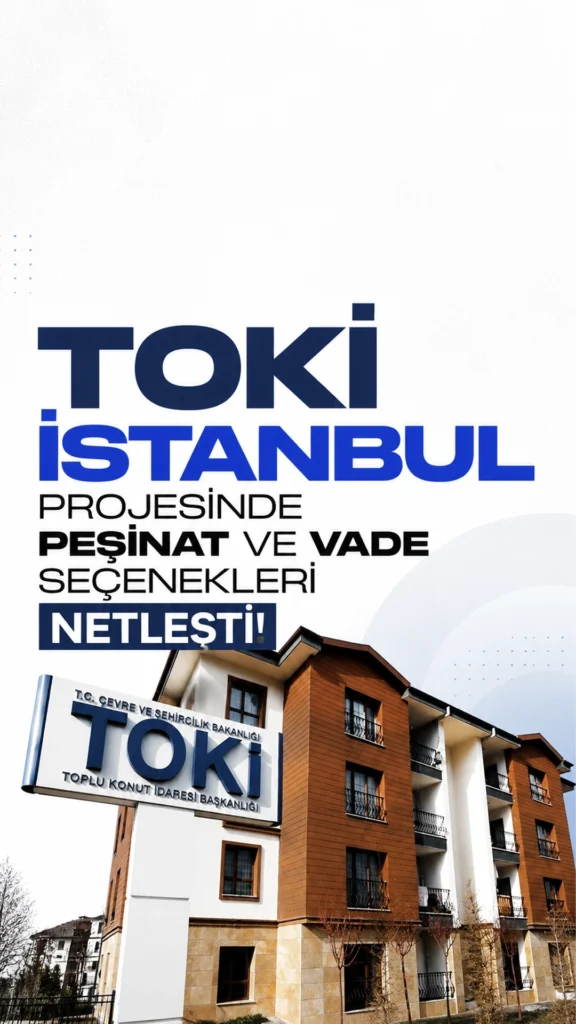 Toki İstanbul Projesinde Peşinat ve Vade Seçenekleri Netleşti.TOKİ’nin İstanbul projesinde kura süreci tamamlandı ve hak sahipleri sözleşme aşamasına geçti. Gayrimenkul satış sözleşmelerinin, TOKİ’nin duyuracağı takvime göre belirlenen banka şubelerinde imzalanması bekleniyor.