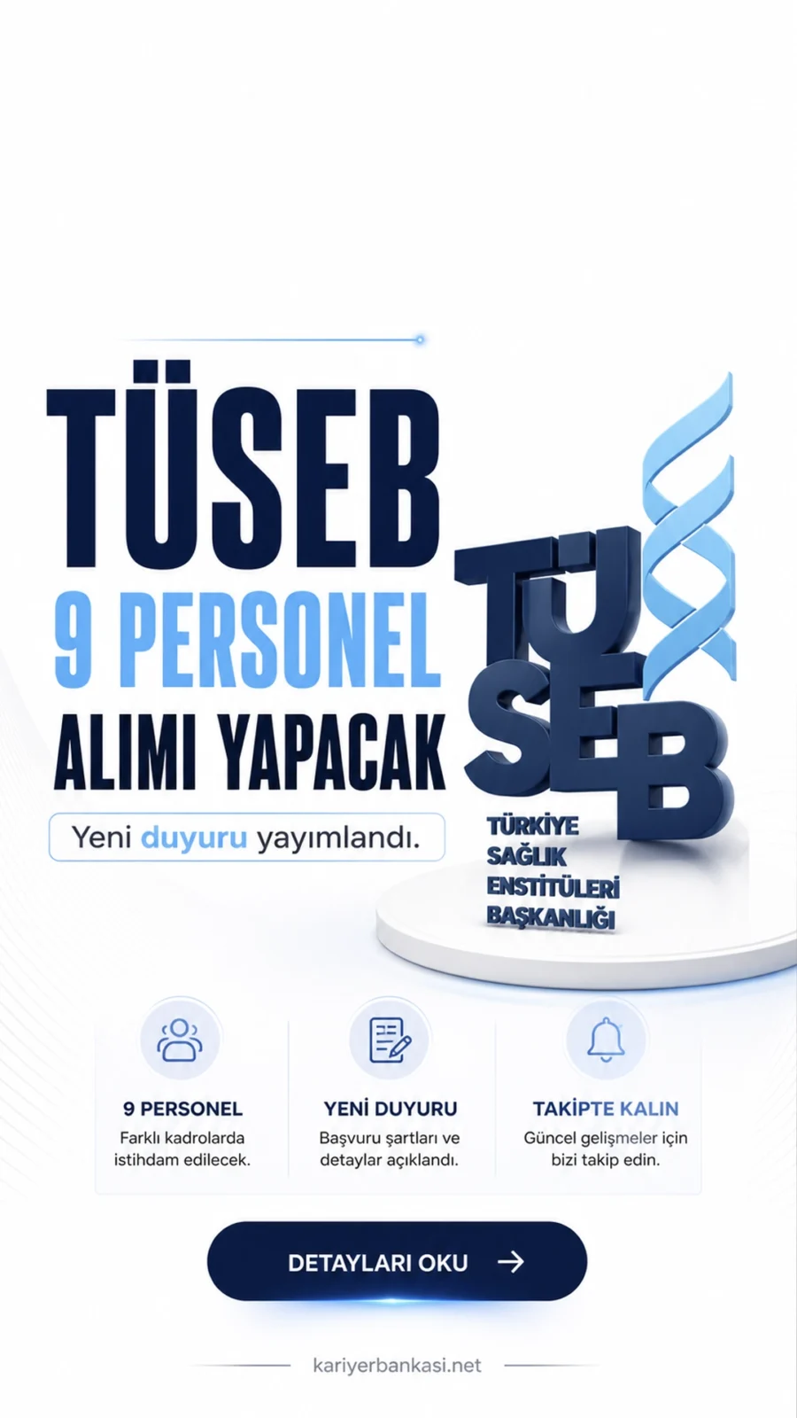 TÜSEB 9 Personel Alımı Yapacak.Türkiye Sağlık Enstitüleri Başkanlığı, bağlı birimlerinde görevlendirilmek üzere personel alımı yapacağını duyurdu. Alımlar; Türkiye Kanser Enstitüsü, Türkiye Sağlık Politikaları Enstitüsü, Türkiye Aşı Enstitüsü, TÜGET, TÜYZE, İDEA Araştırma Merkezleri ve ilgili daire başkanlıklarında gerçekleştirilecek.Başvuru şartları ve diğer detaylar haberimizde.